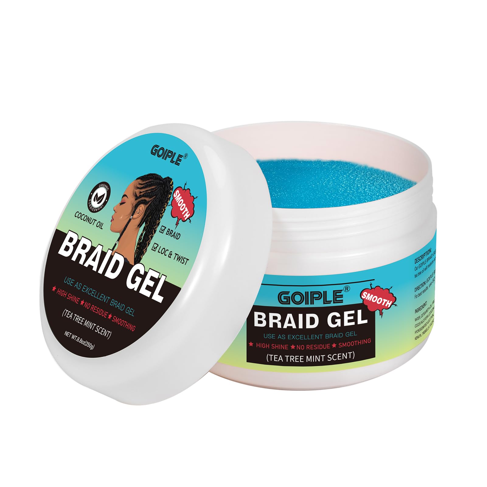 8.8oz Extra Hold High Shine Braiding Gel(Tea Tree)