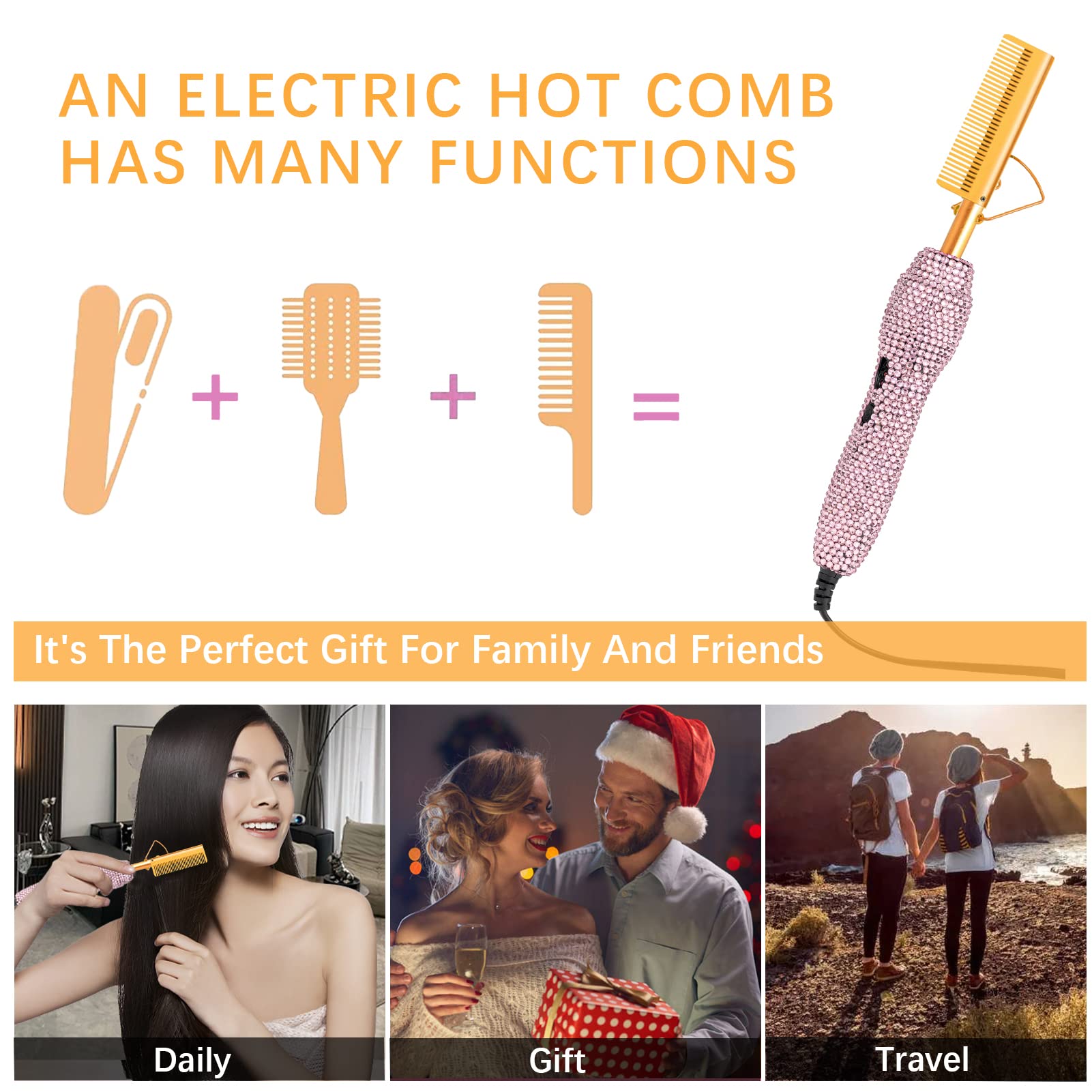 Diamond Hot Comb Electric for Wigs Set