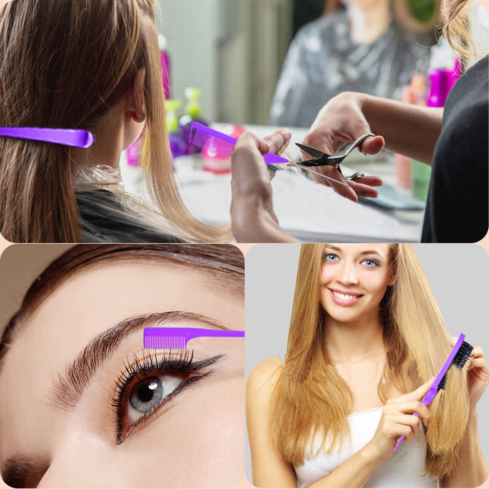18 Pieces Hair Styling Comb Hair Brush Set, Nylon Teasing Hair Brush Rat Tail Comb
