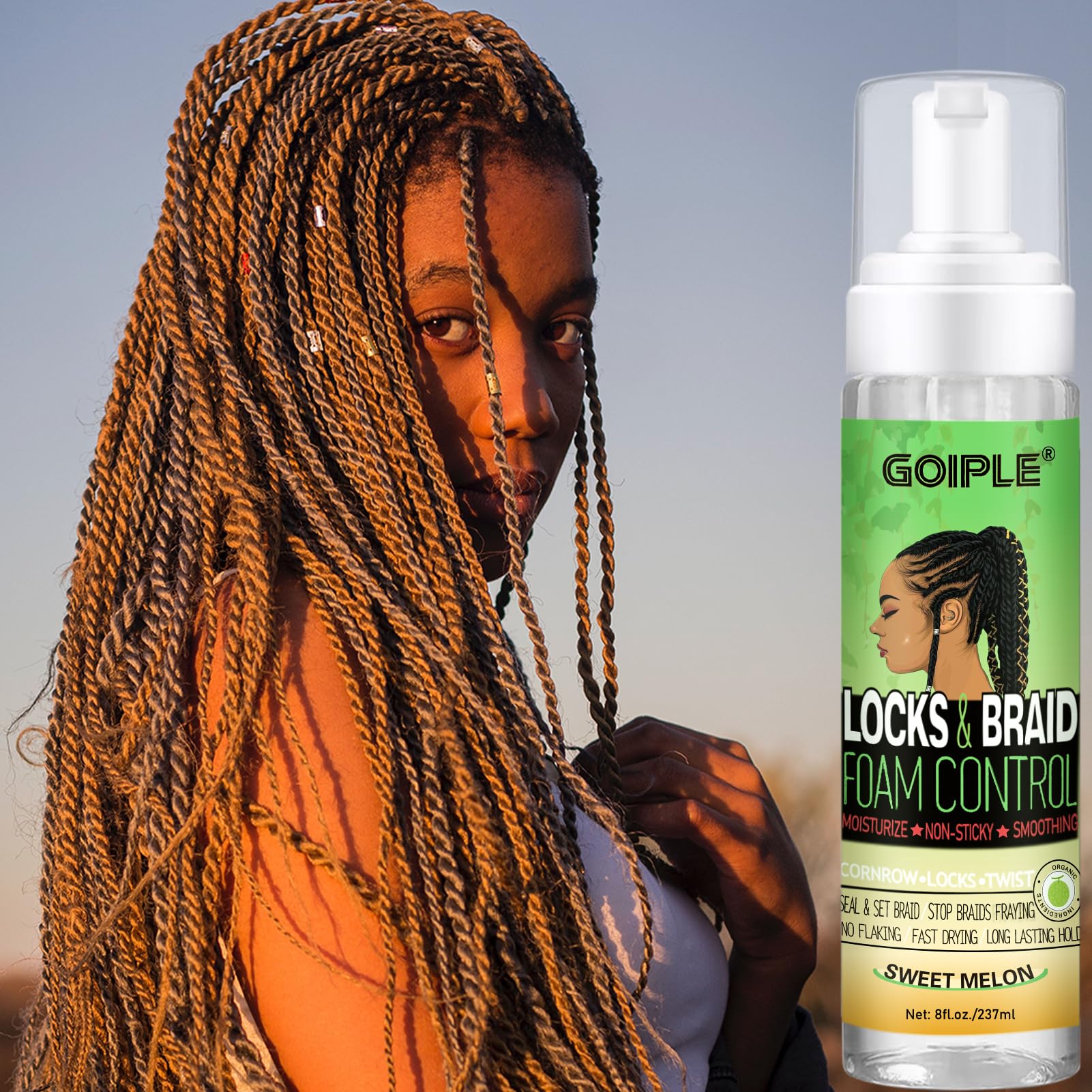 8 fl oz Braid Mousse Hair Braiding Mousse for Braids Twist (Sugar Melon)