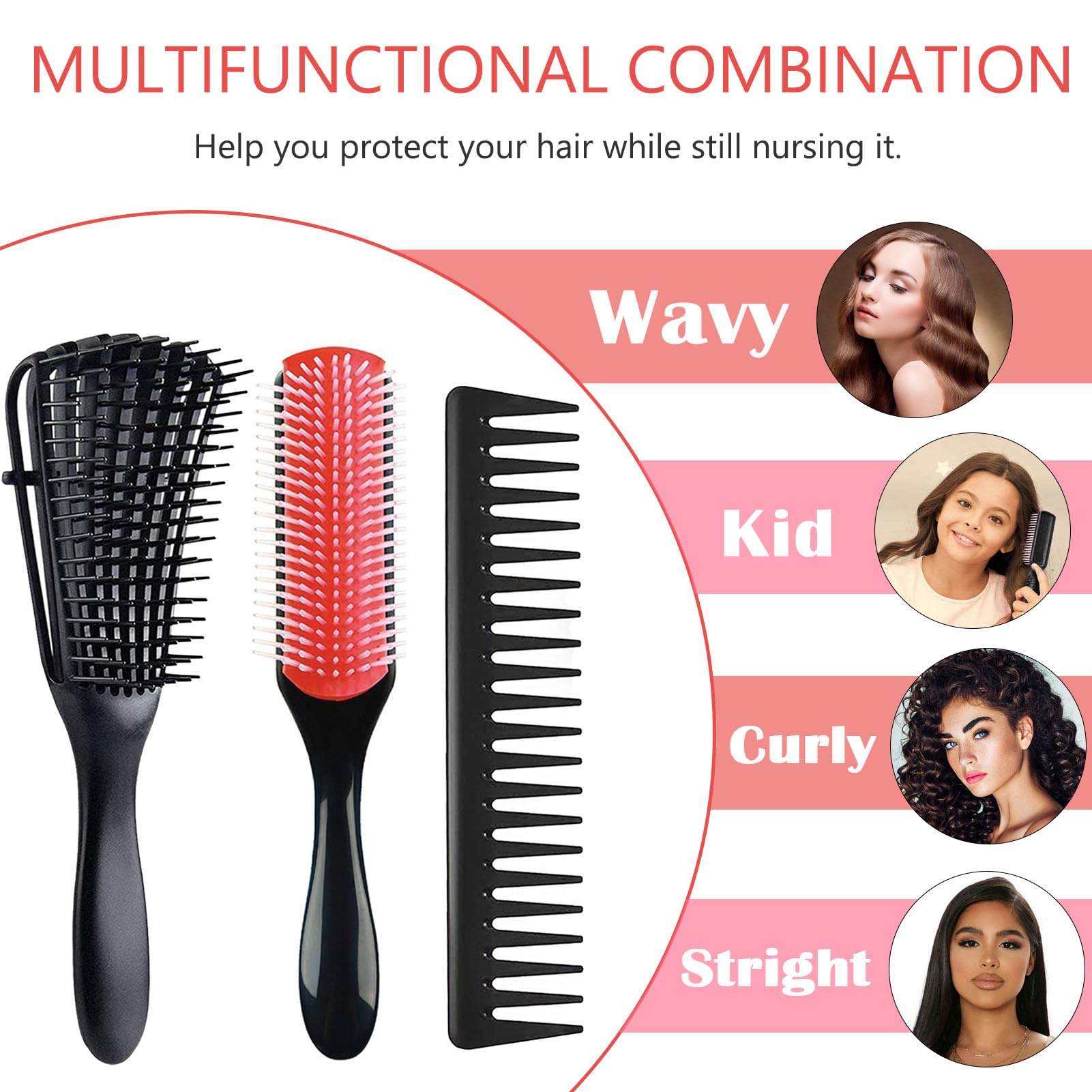 Detangling Brush for Curly Hair Curly Hair Brush for Women/Men/Kids