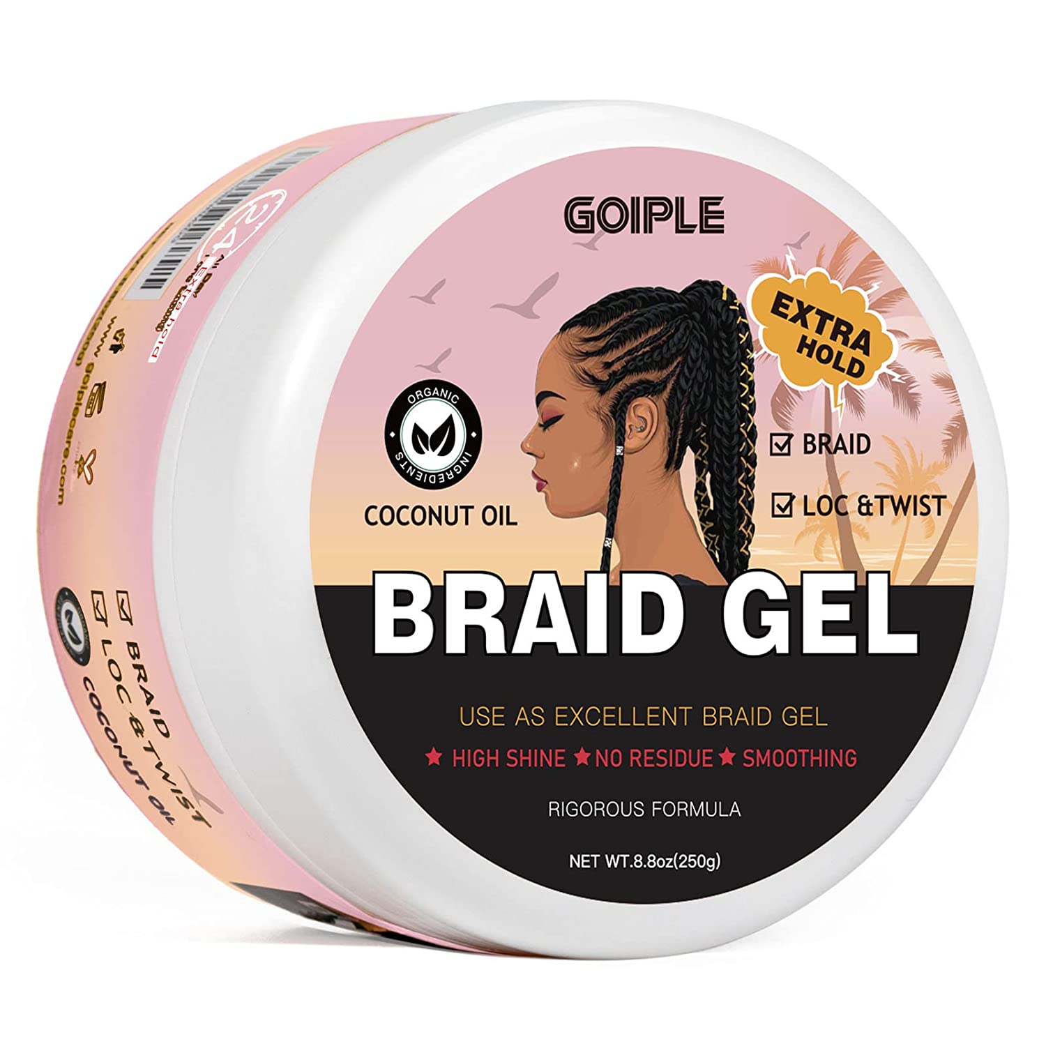 Extra Hold High Shine Braid Gel for Twist  (Strawberry )