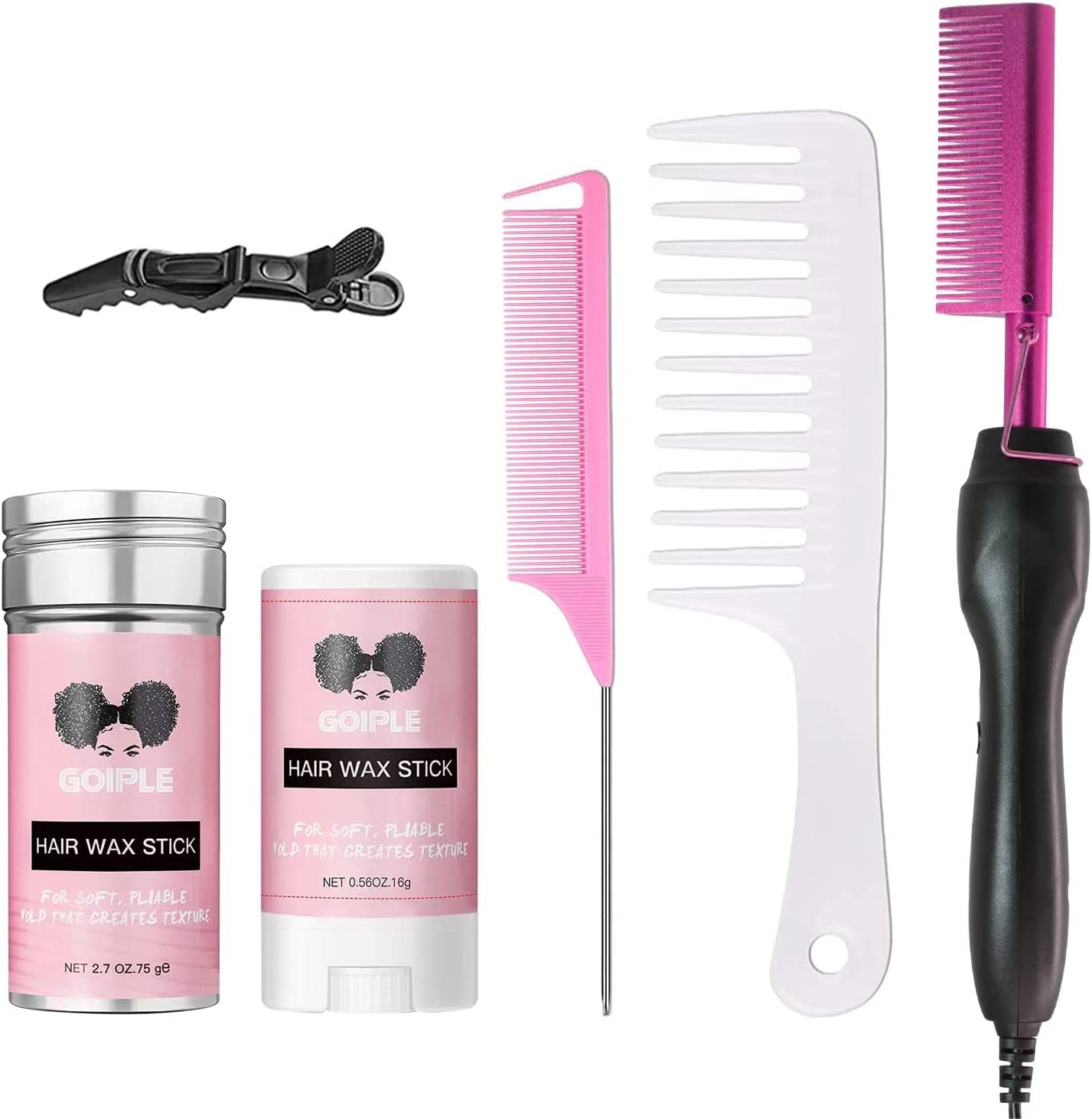 Electric Hot Comb Pink Hair Straightener  Comb