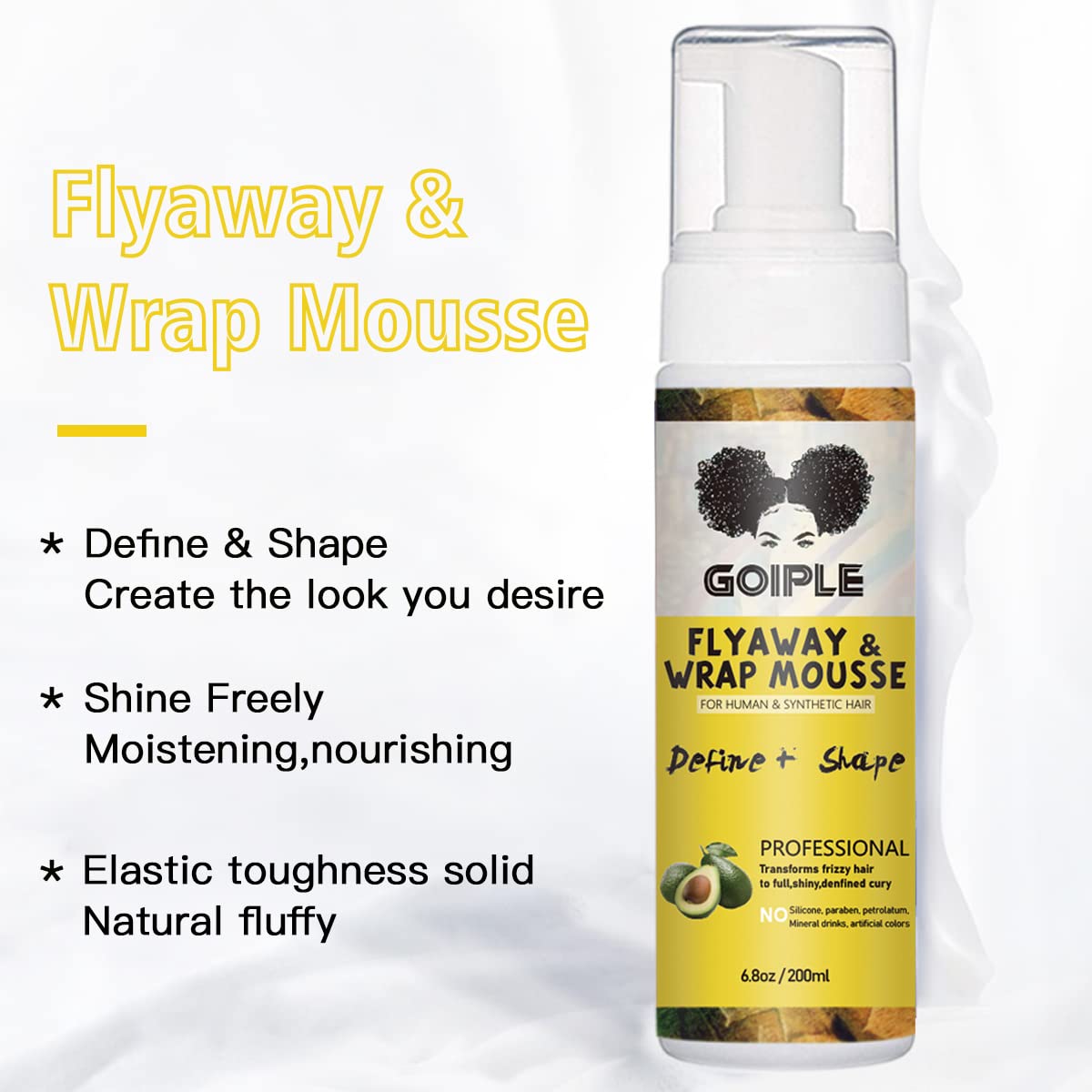Goiple Hair Mousse Foaming Mousse, Hair Mousse for Curly Hair Wig, Melting  and Holding Spray Hair Adhesive for Wigs, Extensions Strong Natural