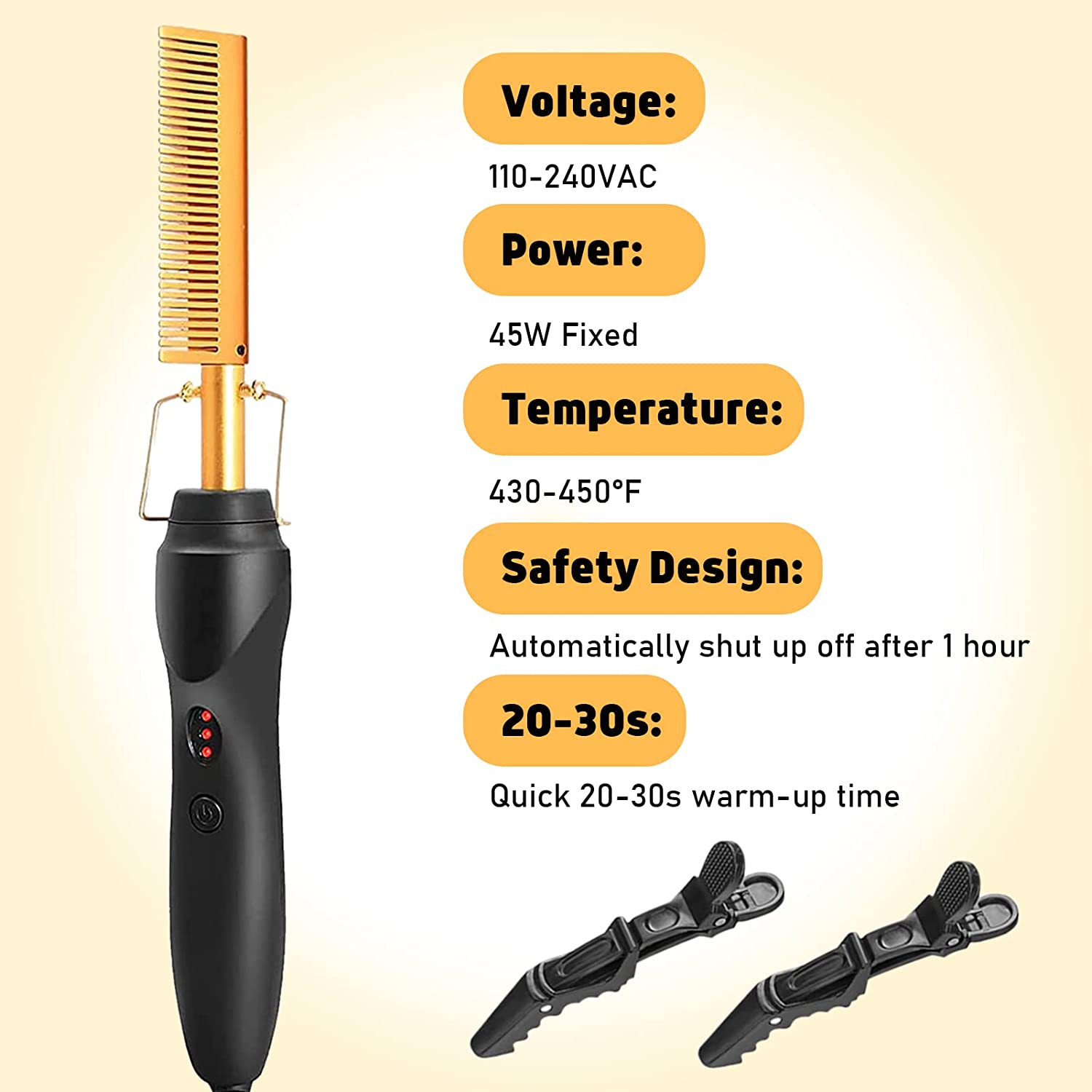 12Pcs Electric Hot Comb Hair Straightener Kit