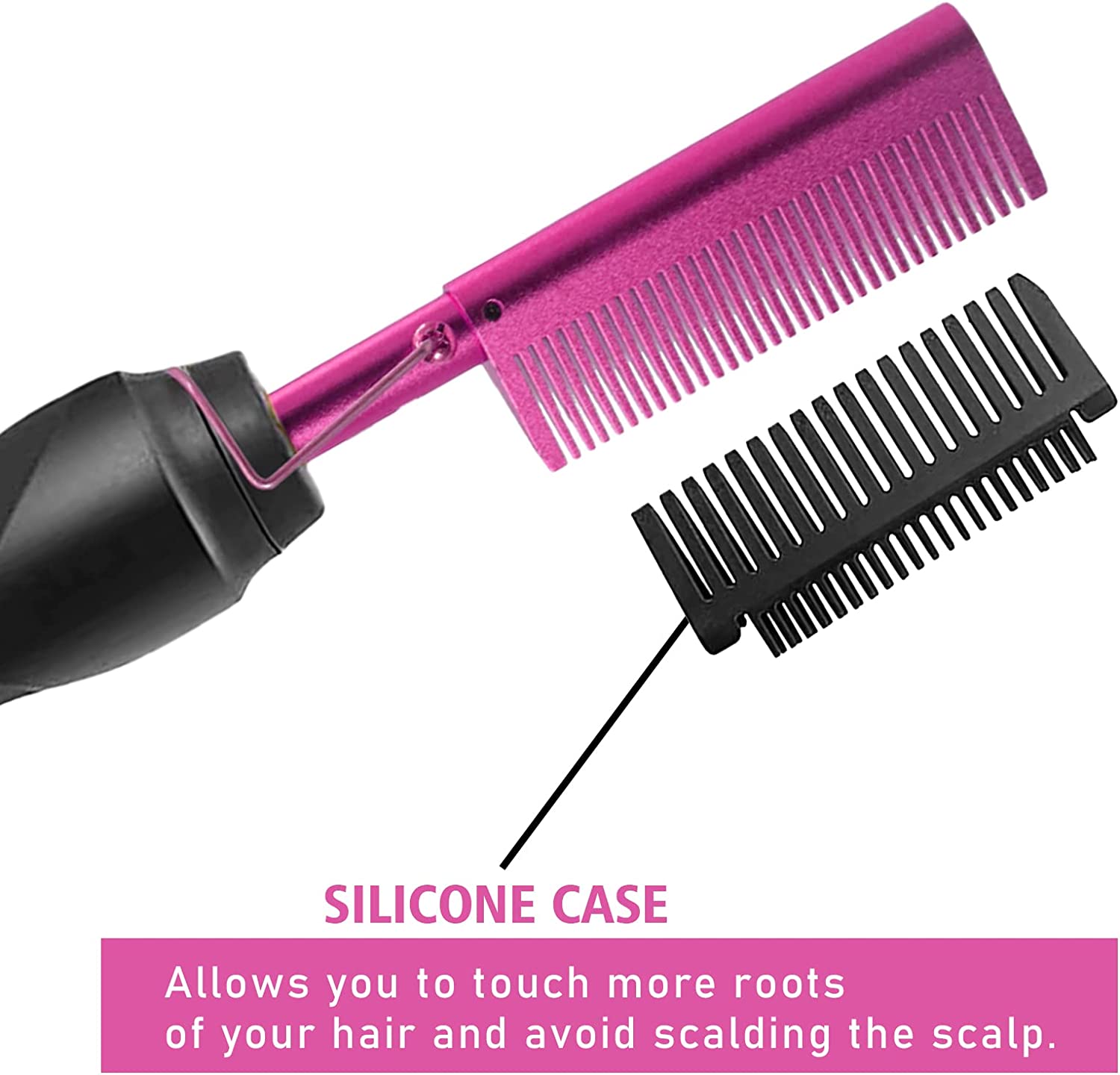 Electric Hot Comb Pink Hair Straightener  Comb