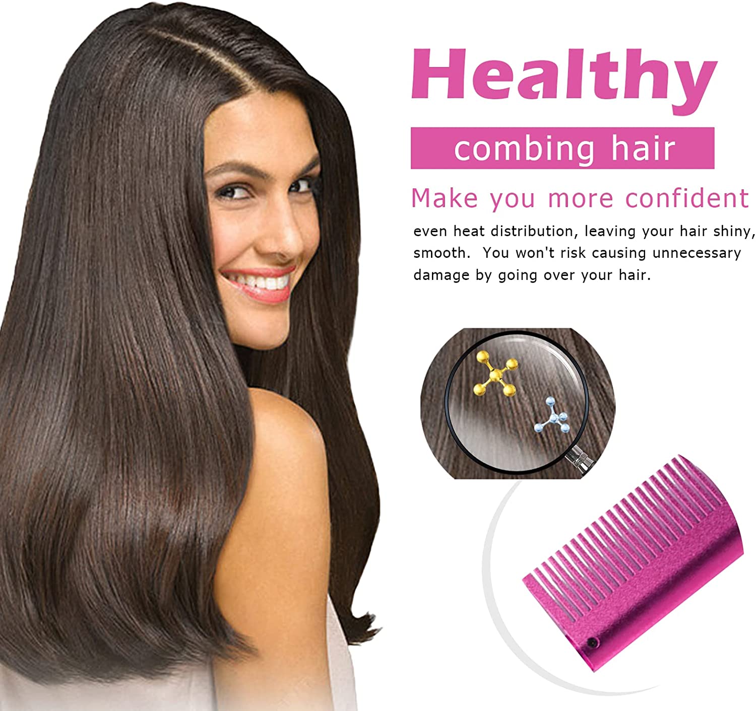 Electric Hot Comb Pink Hair Straightener  Comb