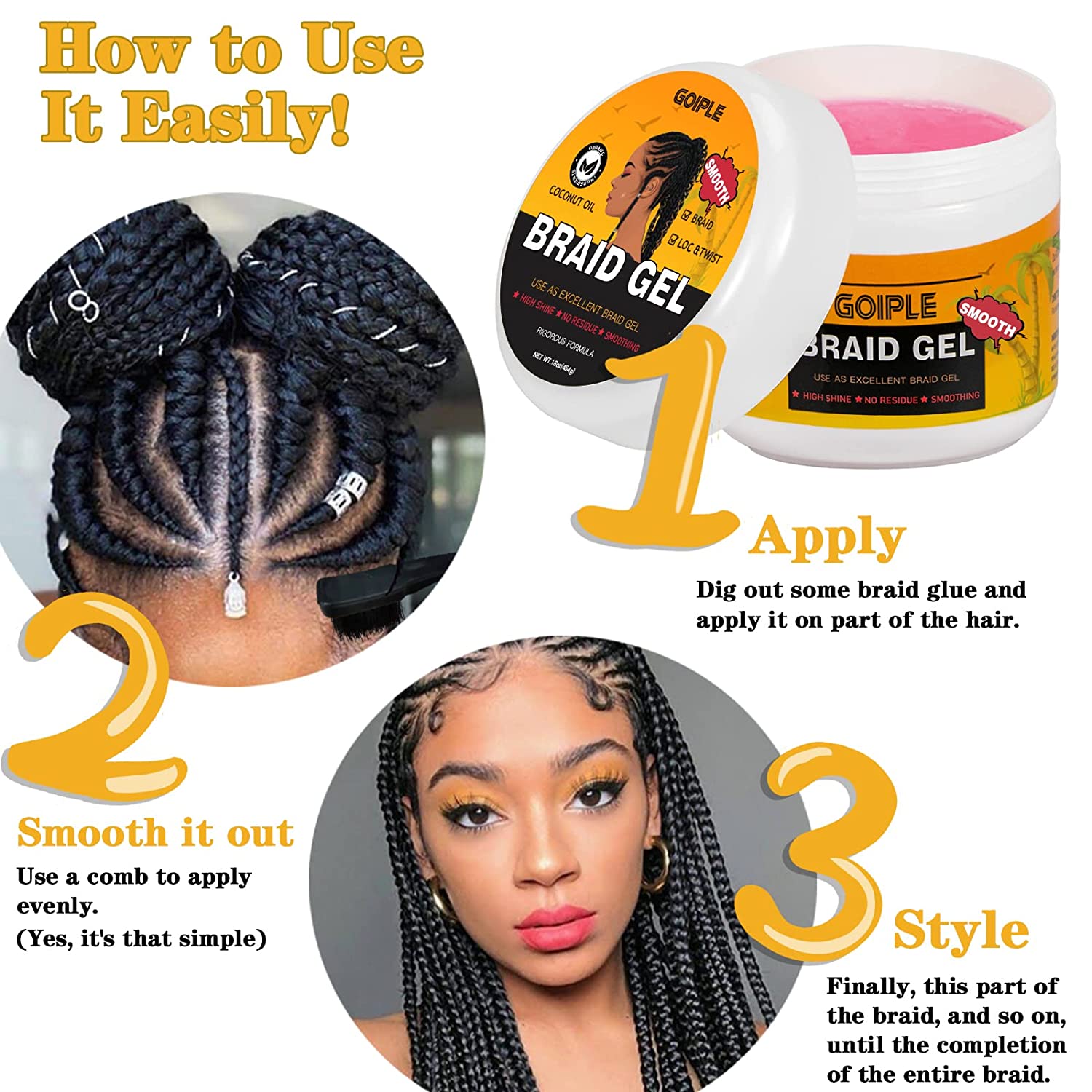 Strong Hold Braid Gel for Braid Loc Gel